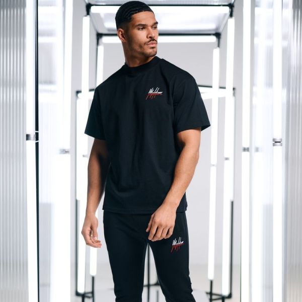 Malelions Oversized Split T-shirt Zwart
