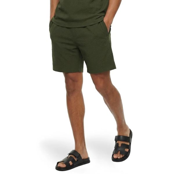 Malelions Emblem Seersucker Korte Broek Groen