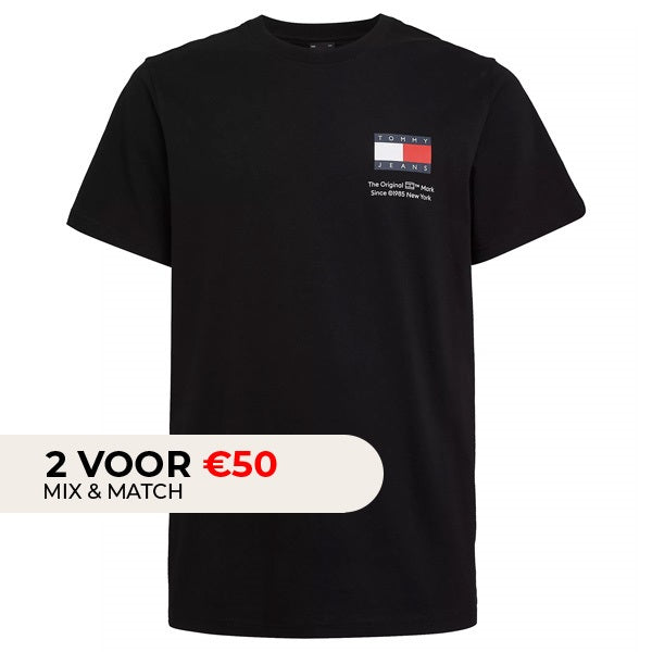 Tommy Jeans Slim Essential Flag T-shirt Zwart
