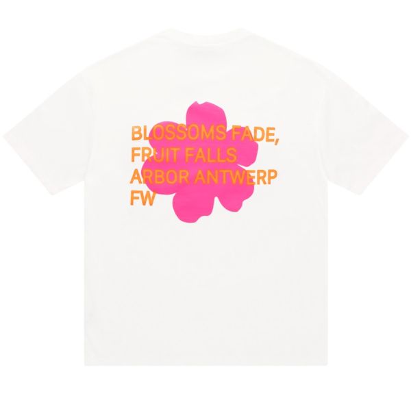 Arbor Antwerp Pink/Orange Blossoms T-shirt Wit