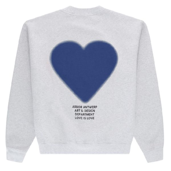 Arbor Antwerp Blue Faded Heart Sweater Grijs