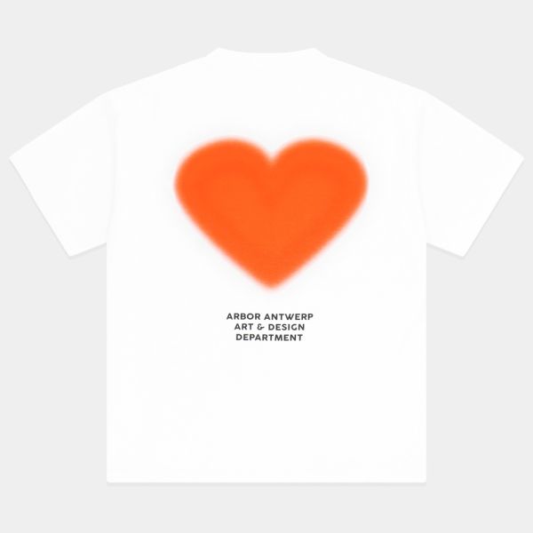 Arbor Antwerp Orange Faded Heart T-shirt Wit