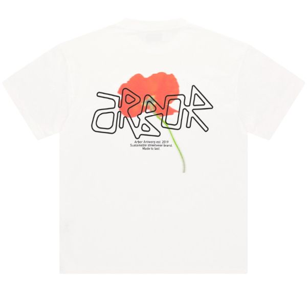 Arbor Antwerp Orange Poppy T-shirt Wit