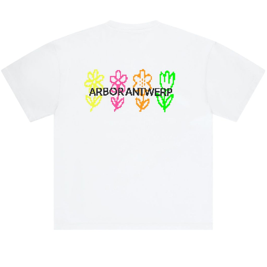 Arbor Antwerp Pixel Flower T-shirt Wit