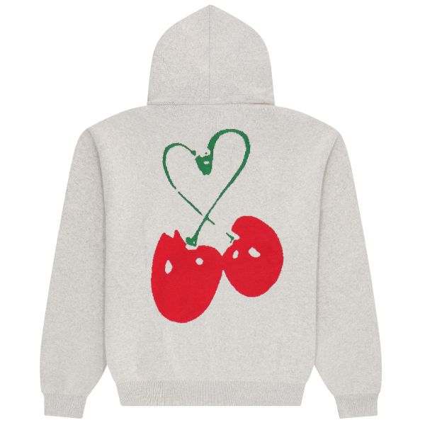 Arbor Antwerp Red Cherries Knitted Hoodie Grijs