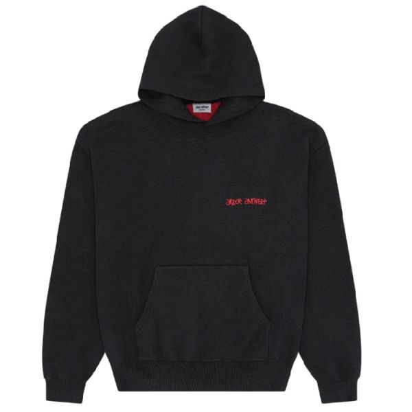 Arbor Antwerp Red Lips Knitted Hoodie Zwart