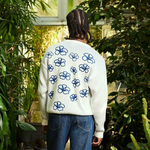 Arbor Antwerp Ribbed Flower Knit Sweater Beige