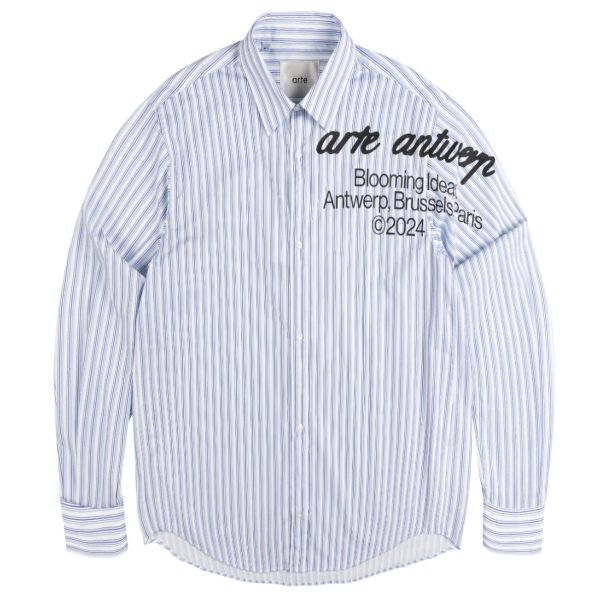 Arte Antwerp Blooming Ideas Striped Overhemd Blauw