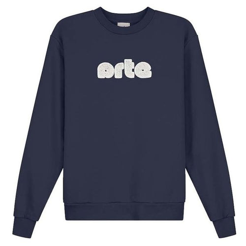 arte antwerp conrad chenille logo sweater navy