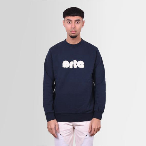 arte antwerp conrad chenille logo sweater navy