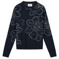 Arte Antwerp Embroidered Flower Knit Sweater Navy