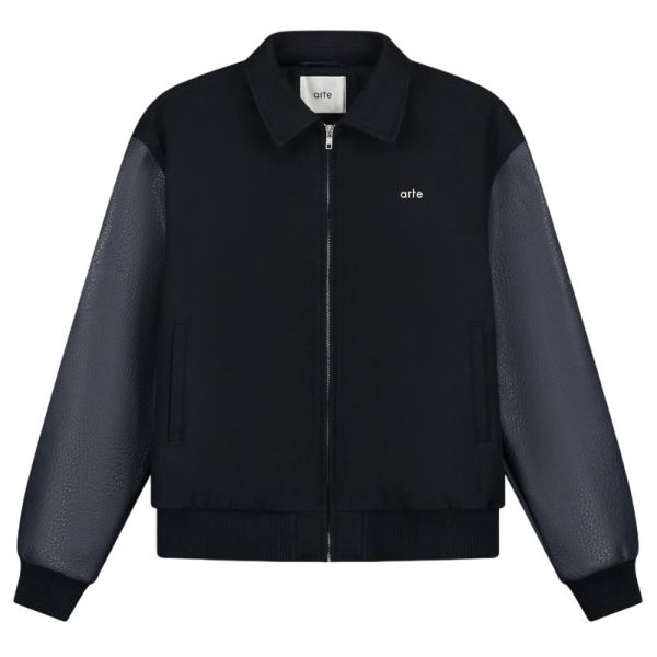 Arte Antwerp Embroidered Flower Varsity Jack Navy