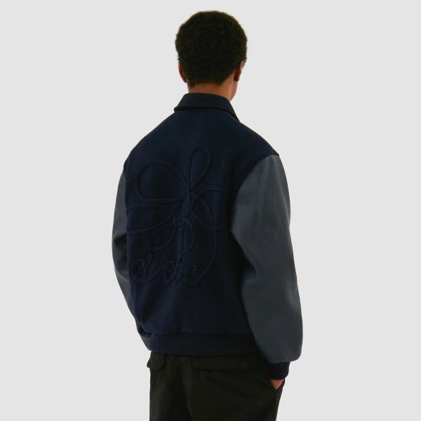 Arte Antwerp Embroidered Flower Varsity Jack Navy
