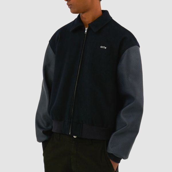Arte Antwerp Embroidered Flower Varsity Jack Navy