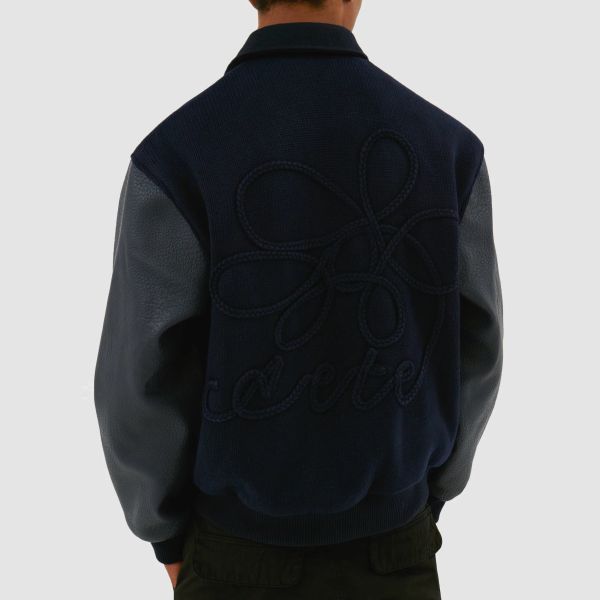 Arte Antwerp Embroidered Flower Varsity Jack Navy