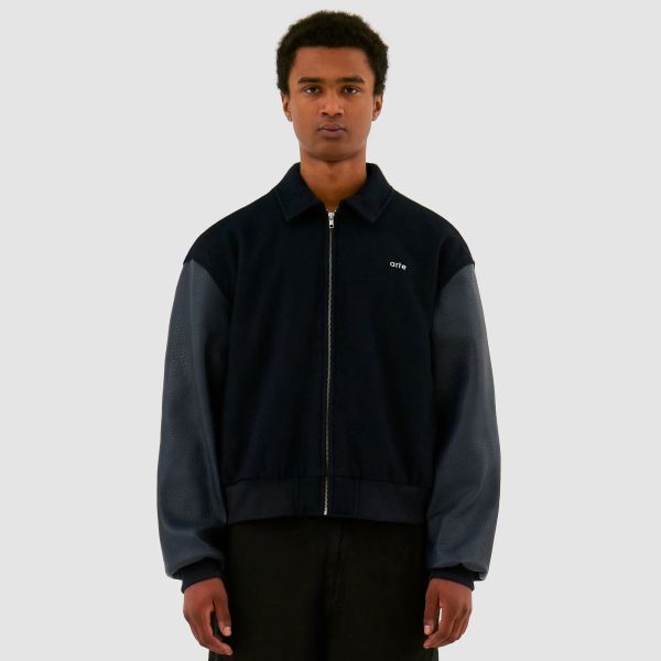 Arte Antwerp Embroidered Flower Varsity Jack Navy