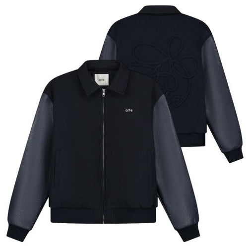 Arte Antwerp Embroidered Flower Varsity Jack Navy
