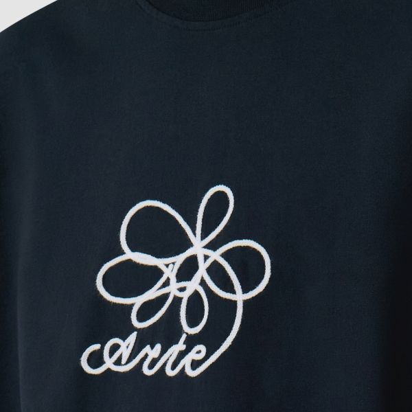 Arte Antwerp Flower Embroidery T-shirt Navy