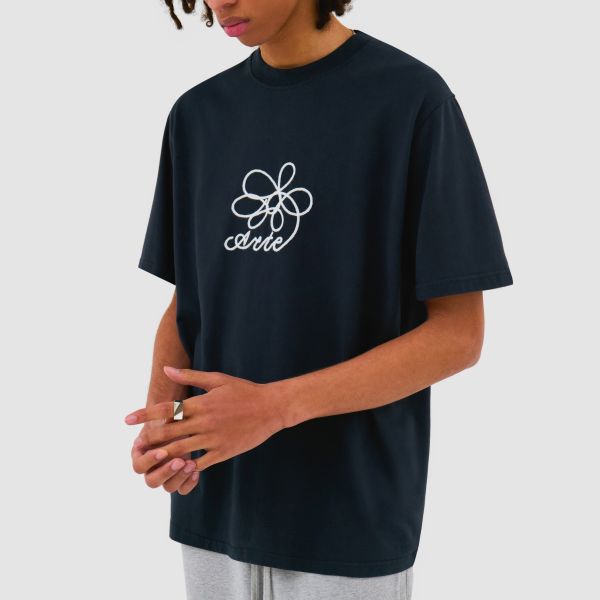 Arte Antwerp Flower Embroidery T-shirt Navy