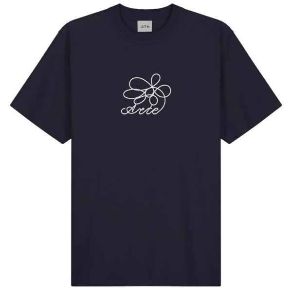 Arte Antwerp Flower Embroidery T-shirt Navy