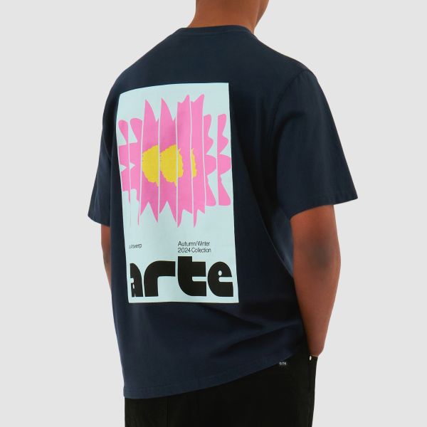 Arte Antwerp Flower Poster T-shirt Navy