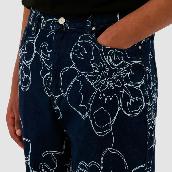 Arte Antwerp Flower Stitch Broek Navy