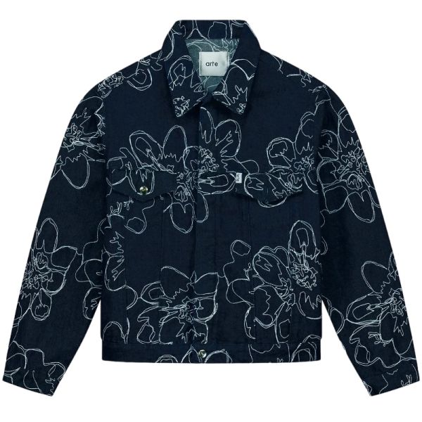 Arte Antwerp Flower Stitch Denim Jack Navy