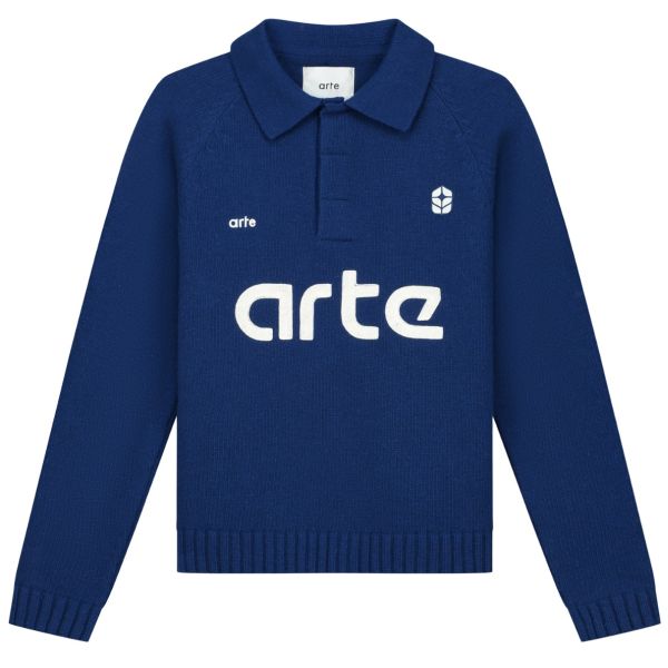 Arte Antwerp Football Knit Longsleeve Polo Navy