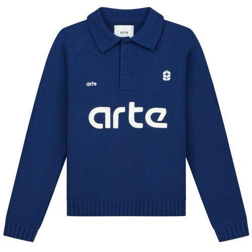 Arte Antwerp Football Knit Longsleeve Polo Navy