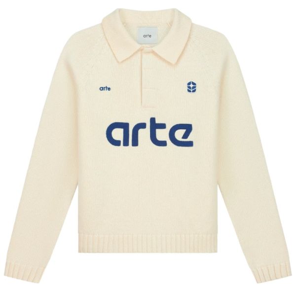 Arte Antwerp Football Knit Longsleeve Polo Off White