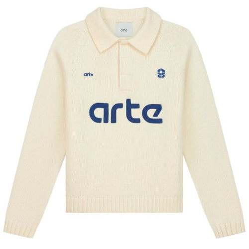 Arte Antwerp Football Knit Longsleeve Polo Off White