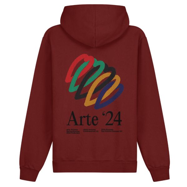 Arte Antwerp Hank Back Hearts Hoodie Bordeaux