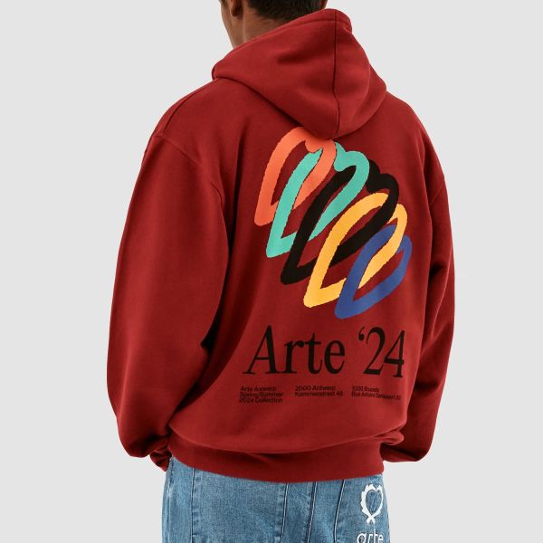 Arte Antwerp Hank Back Hearts Hoodie Bordeaux