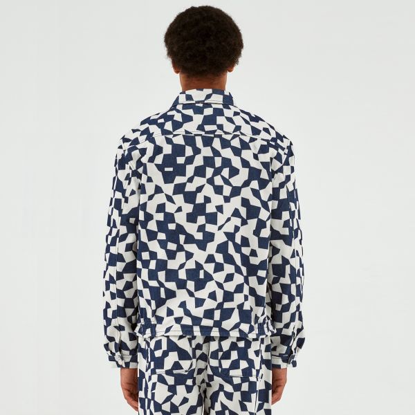 Arte Antwerp Jackson Abstract Overshirt Wit/Blauw