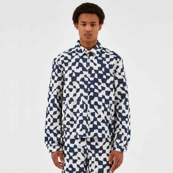 Arte Antwerp Jackson Abstract Overshirt Wit/Blauw