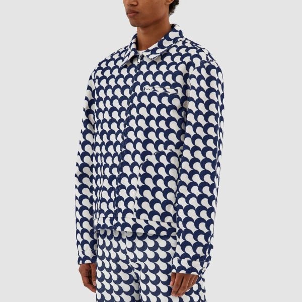 Arte Antwerp Jackson Bau Print Overshirt Wit/Blauw