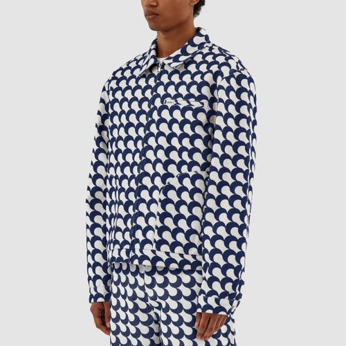 Arte Antwerp Jackson Bau Print Overshirt Wit/Blauw