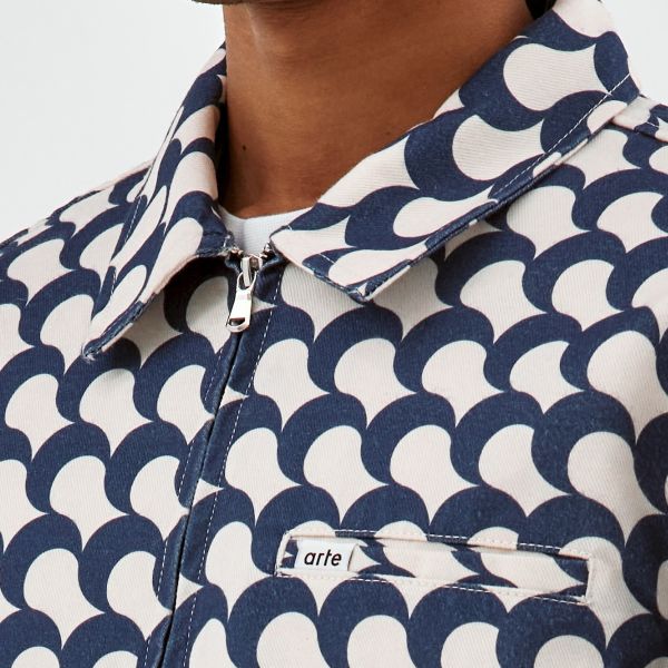 Arte Antwerp Jackson Bau Print Overshirt Wit/Blauw