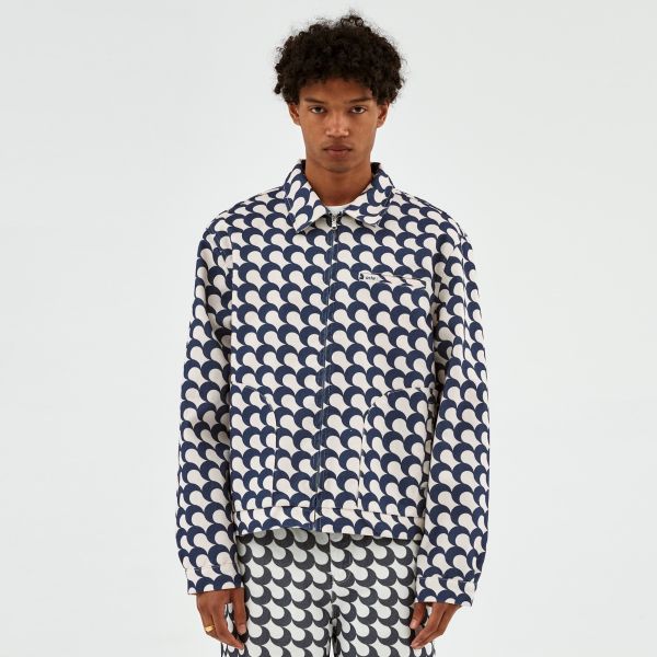 Arte Antwerp Jackson Bau Print Overshirt Wit/Blauw