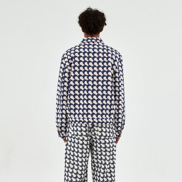 Arte Antwerp Jackson Bau Print Overshirt Wit/Blauw