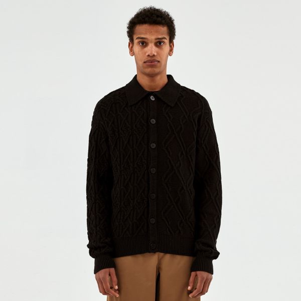 Arte Antwerp Karl Multi Texture Cardigan Zwart