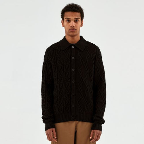 Arte Antwerp Karl Multi Texture Cardigan Zwart