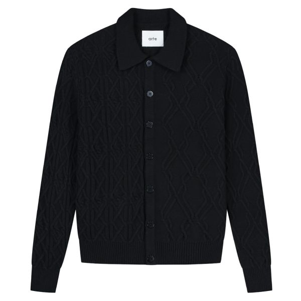 Arte Antwerp Karl Multi Texture Cardigan Zwart