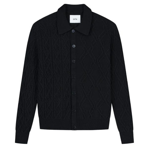 Arte Antwerp Karl Multi Texture Cardigan Zwart