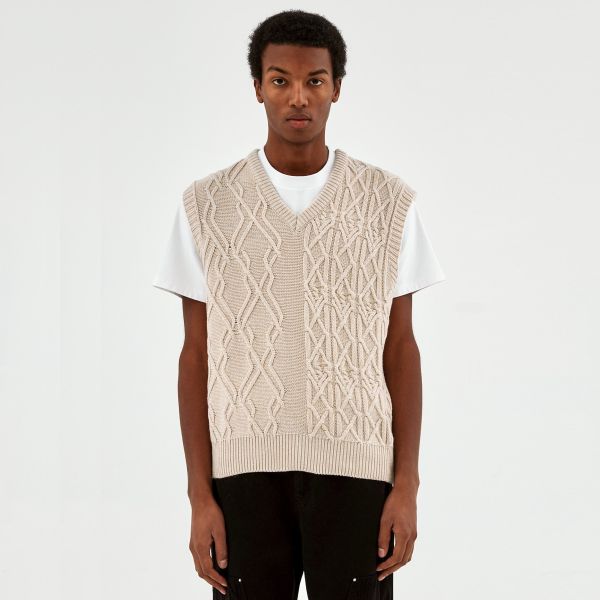 Arte Antwerp Karl Multi Texture Vest Off White