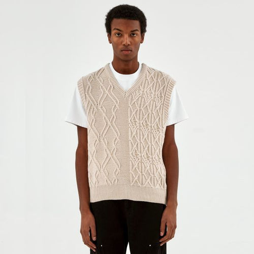 Arte Antwerp Karl Multi Texture Vest Off White