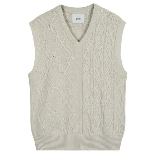 Arte Antwerp Karl Multi Texture Vest Off White