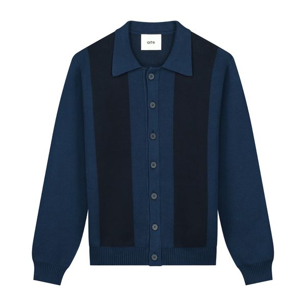 Arte Antwerp Keler Stripe Cardigan Navy/Zwart