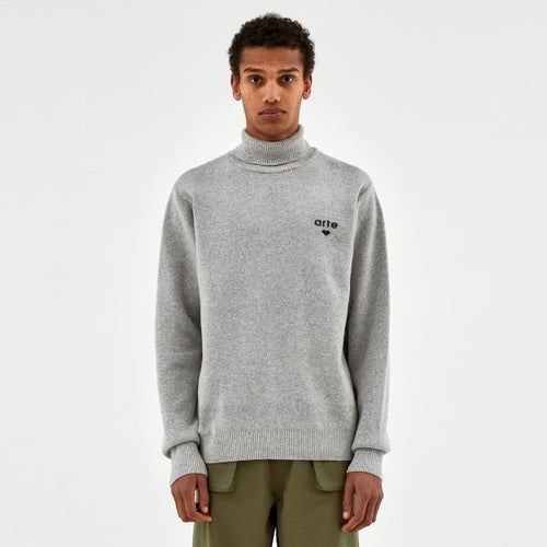 Arte Antwerp Kole Logo Turtle Neck Sweater Grijs