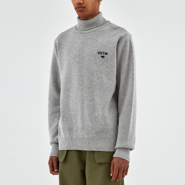 Arte Antwerp Kole Logo Turtle Neck Sweater Grijs
